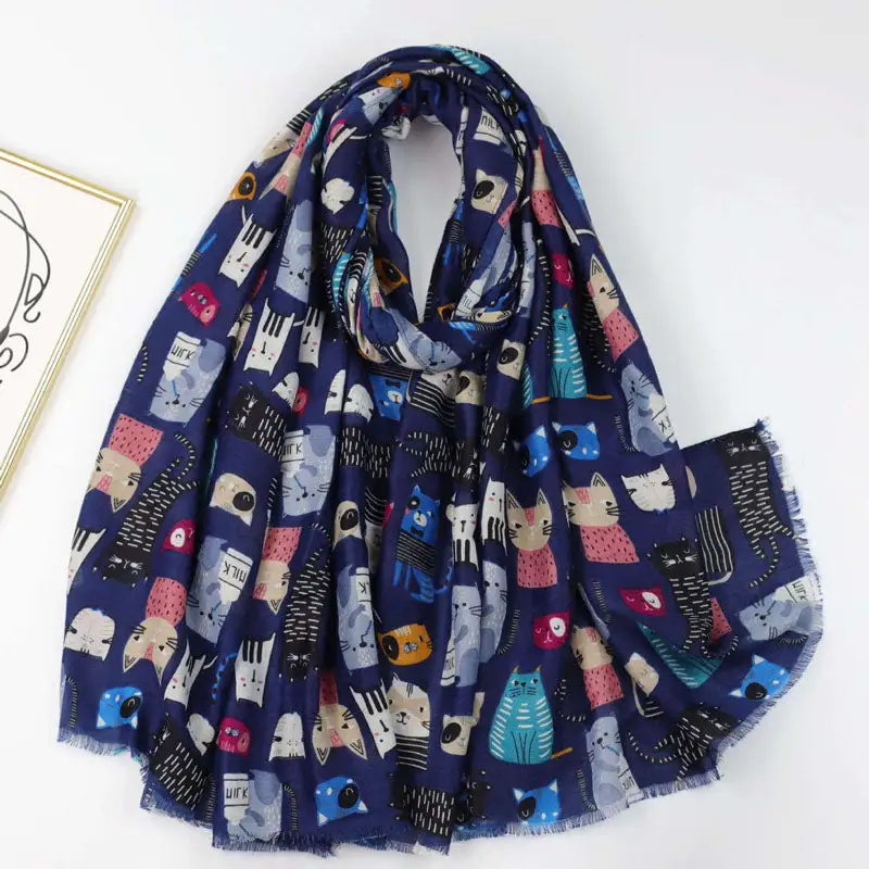 Playful Cat Print Scarf