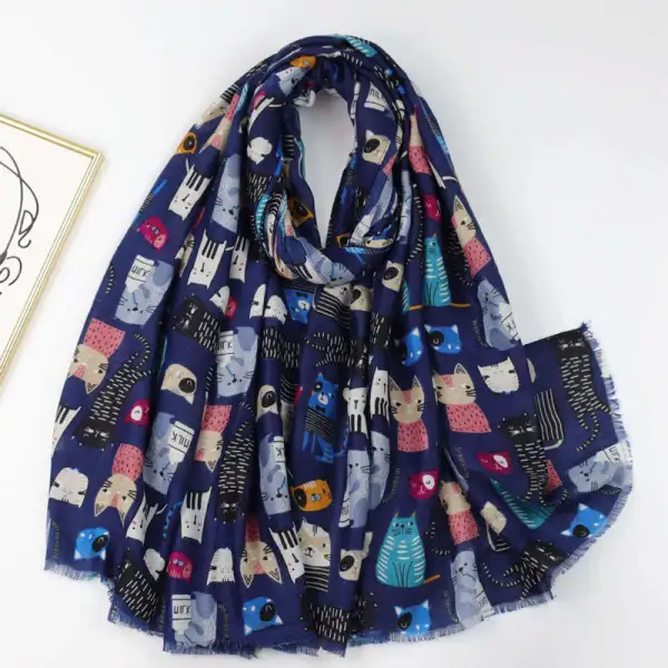 Playful Cat Print Scarf