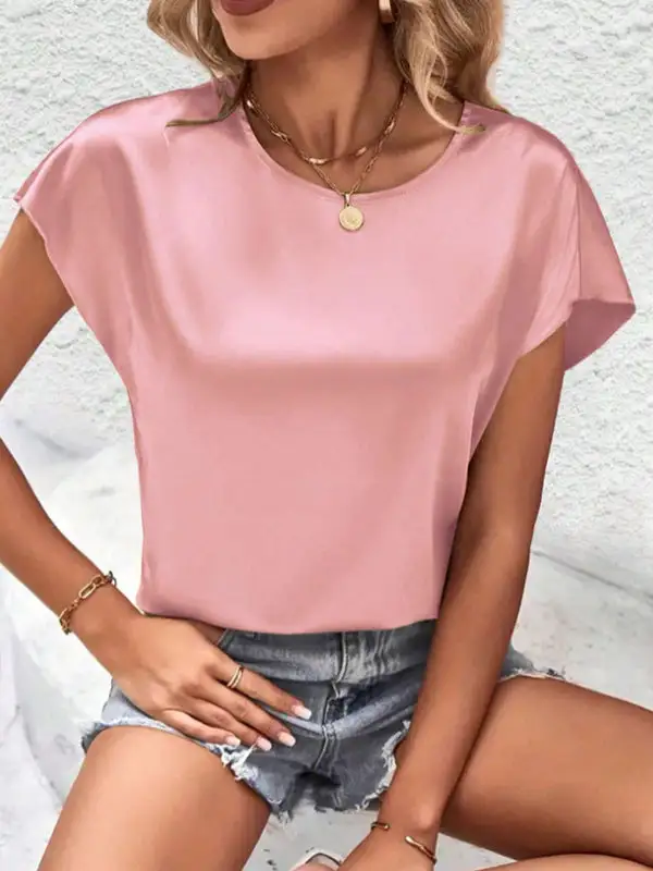 Batwing Sleeve Relaxed Round Neck T-Shirt