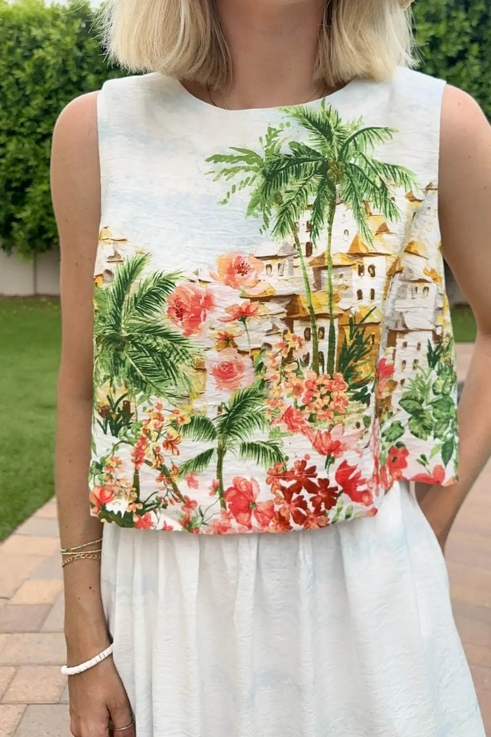 Soft Structure Printed Satin Top