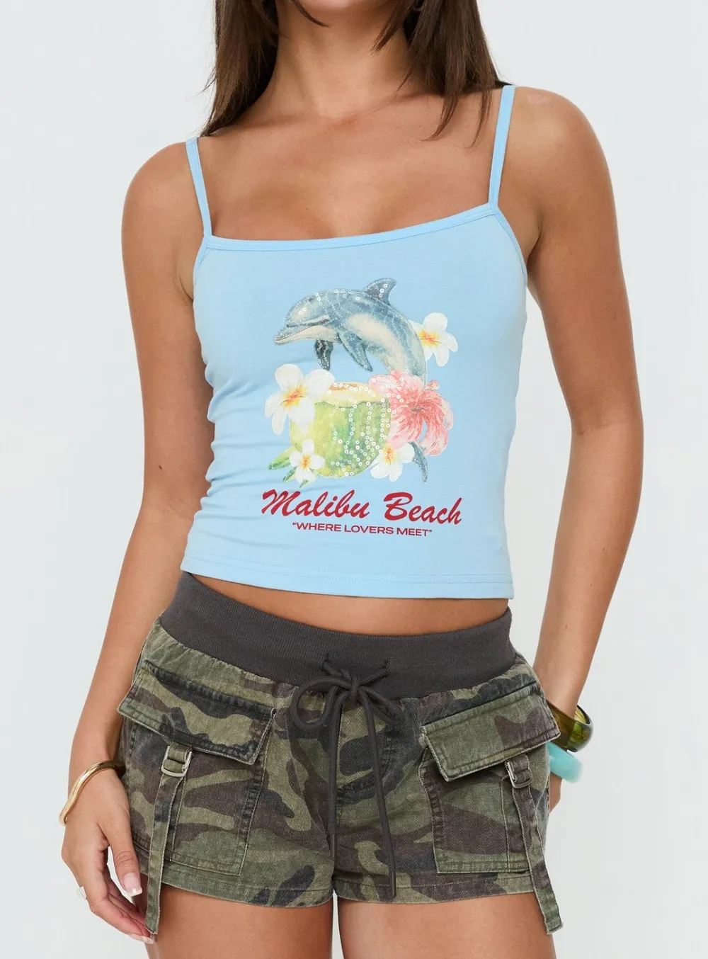 Scoop Neck Sequin Tank Top