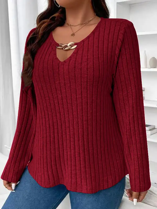 Long Sleeve Relaxed V-Neck T-Shirt