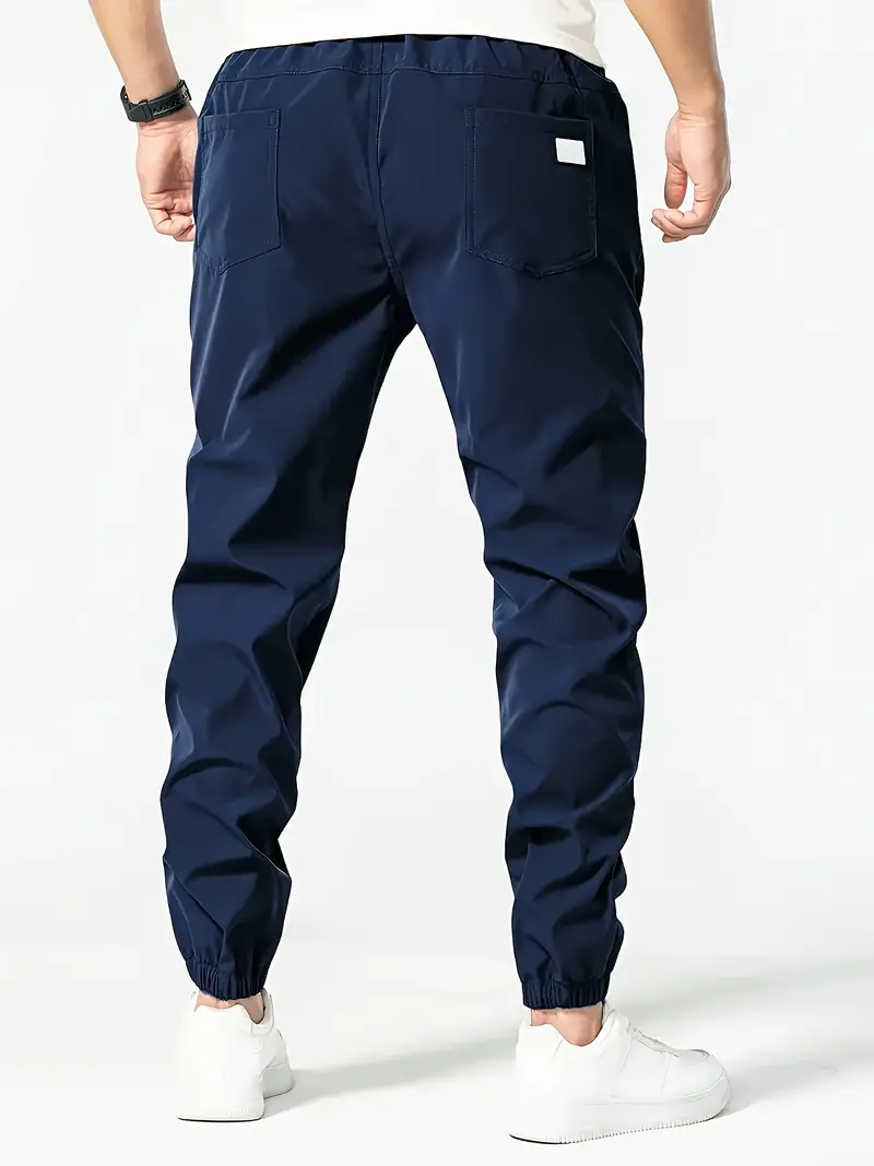 5pcs Men’S Solid Color Drawstring Jogger Pants – Polyester – Casual – Non-Stretch – Regular Length – Loose Fit – 150g/m2 – Woven Fabric – for Hiking & Outdoor