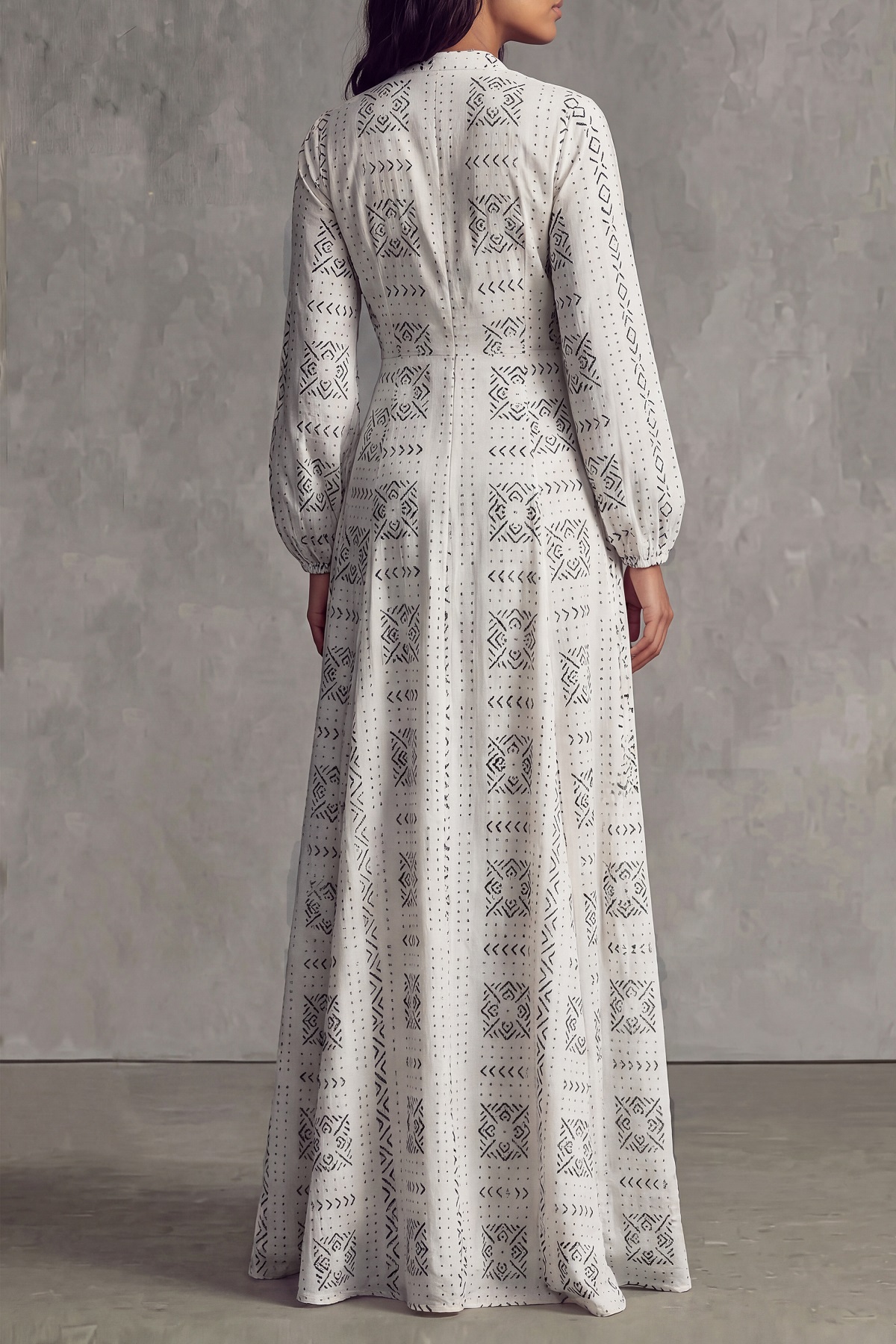 Button Front Printed Maxi Dress