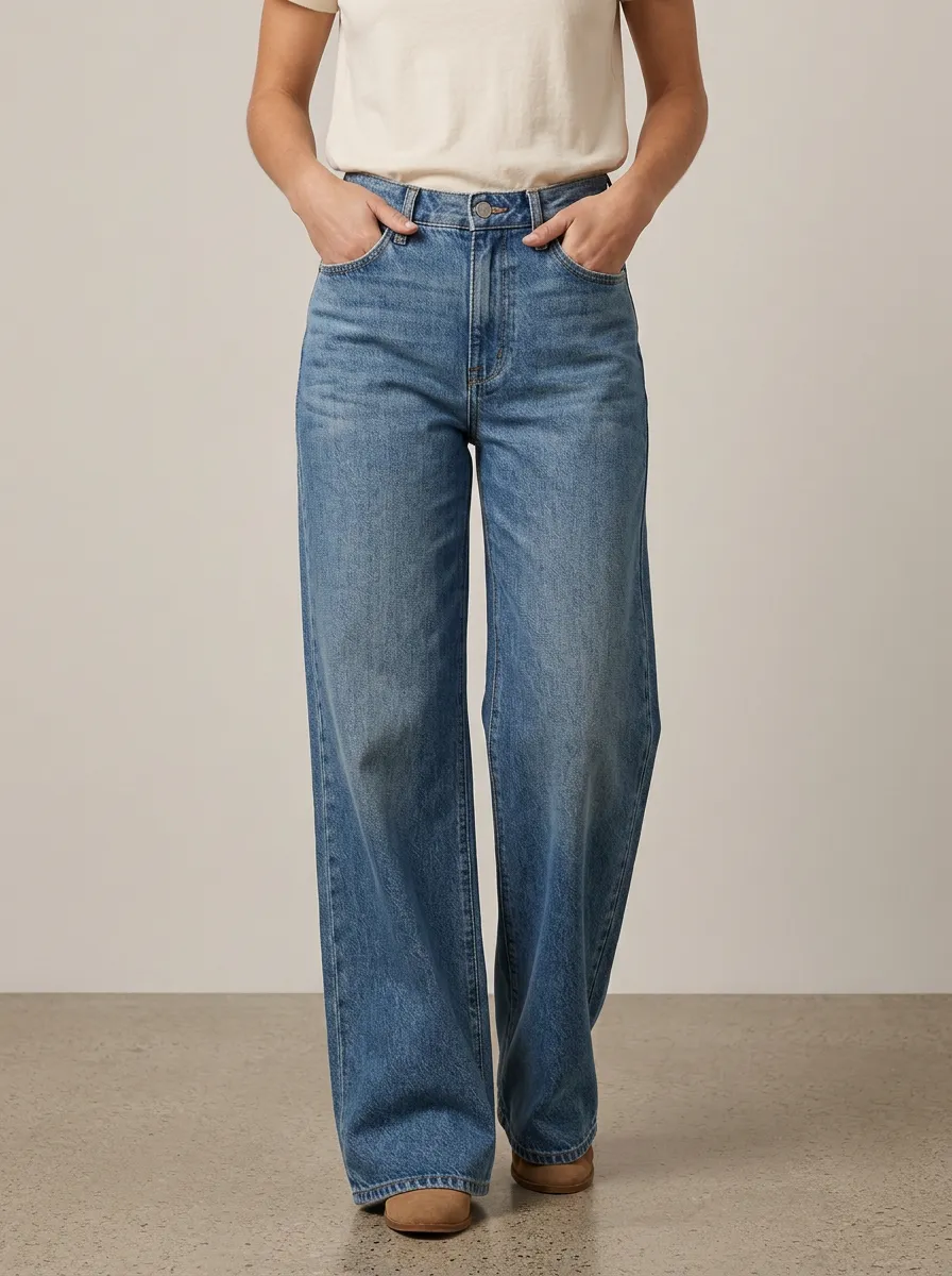 Refined Wide-Leg Denim Jeans