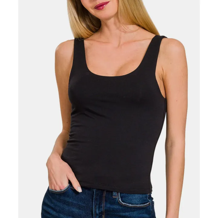 Round-Neck Double-Layer Tank Top
