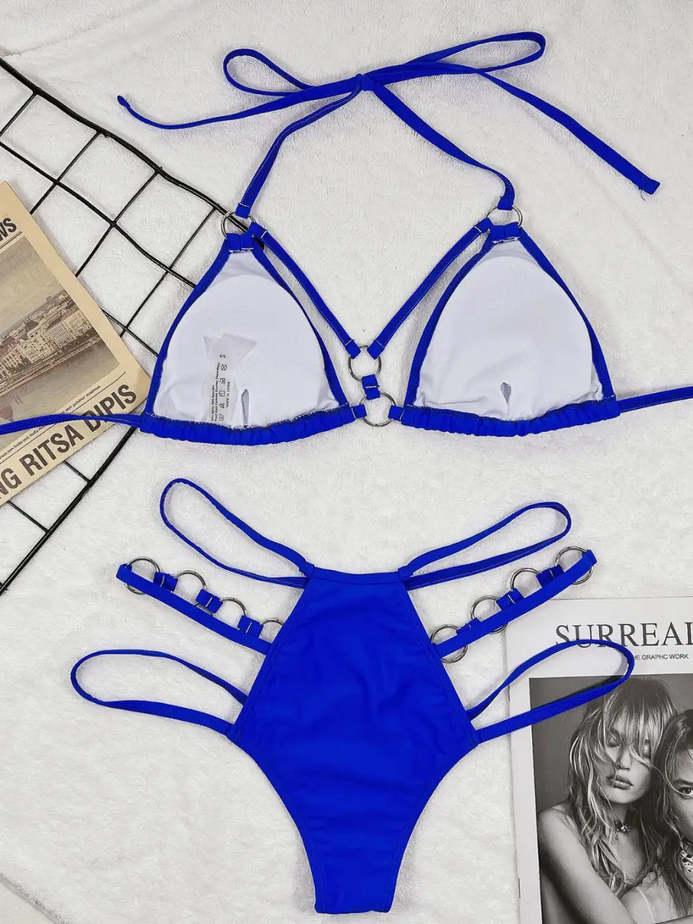 Panel Detail Halter Neck Coordinated Swim Set