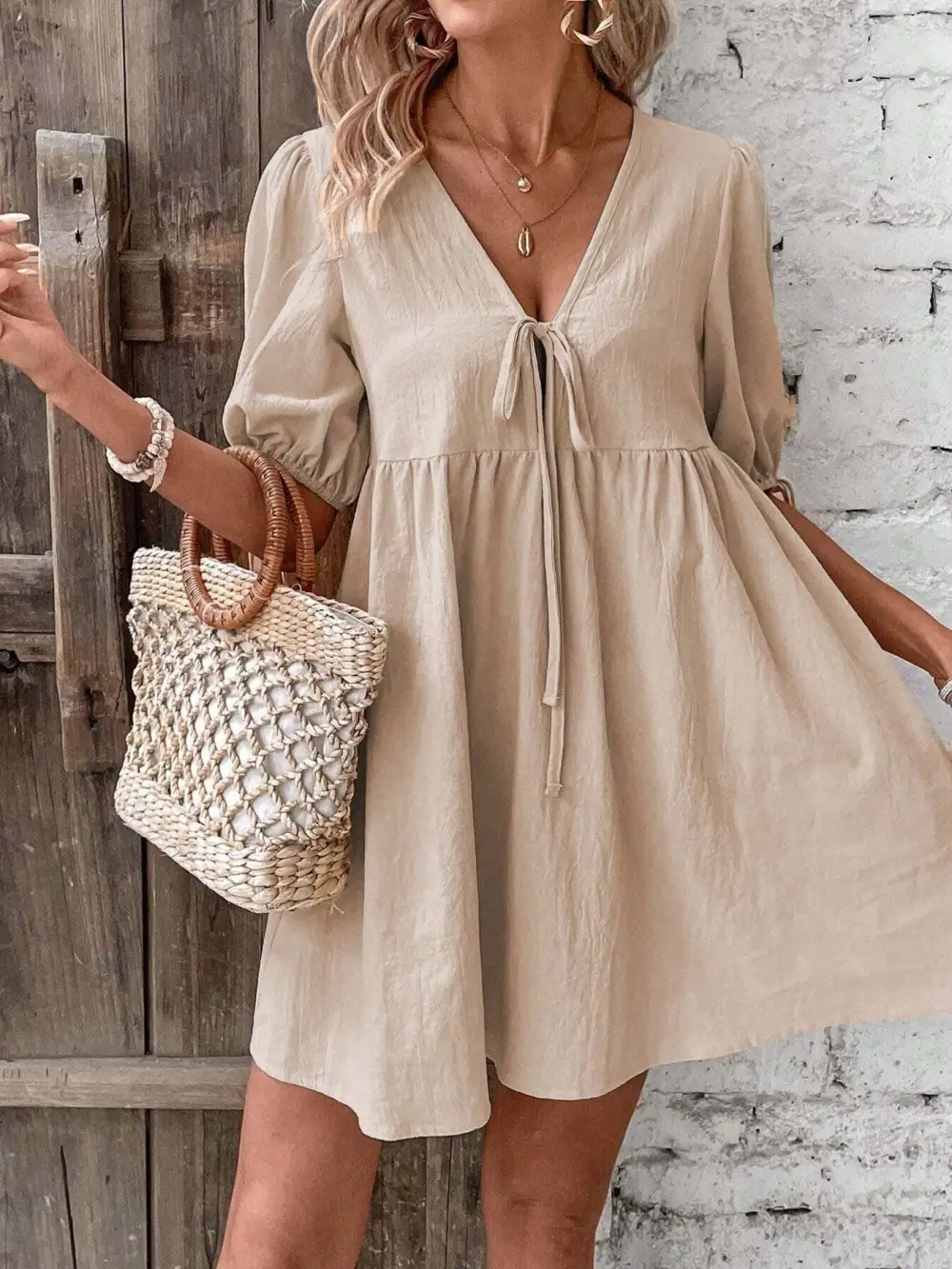 Puff Sleeve Mini Dress
