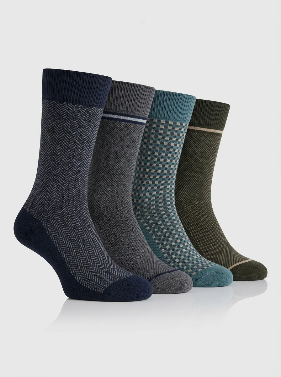 Daily Geometric Printed Edit Men's Four Pair Socks