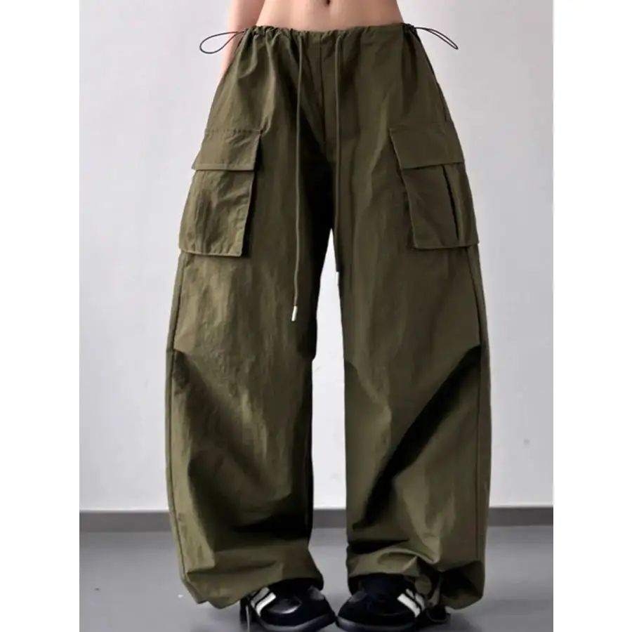 Classic Drawstring Wide Leg Cargo Pants