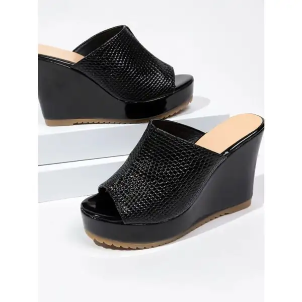 Textured Wedge Platform Sandals