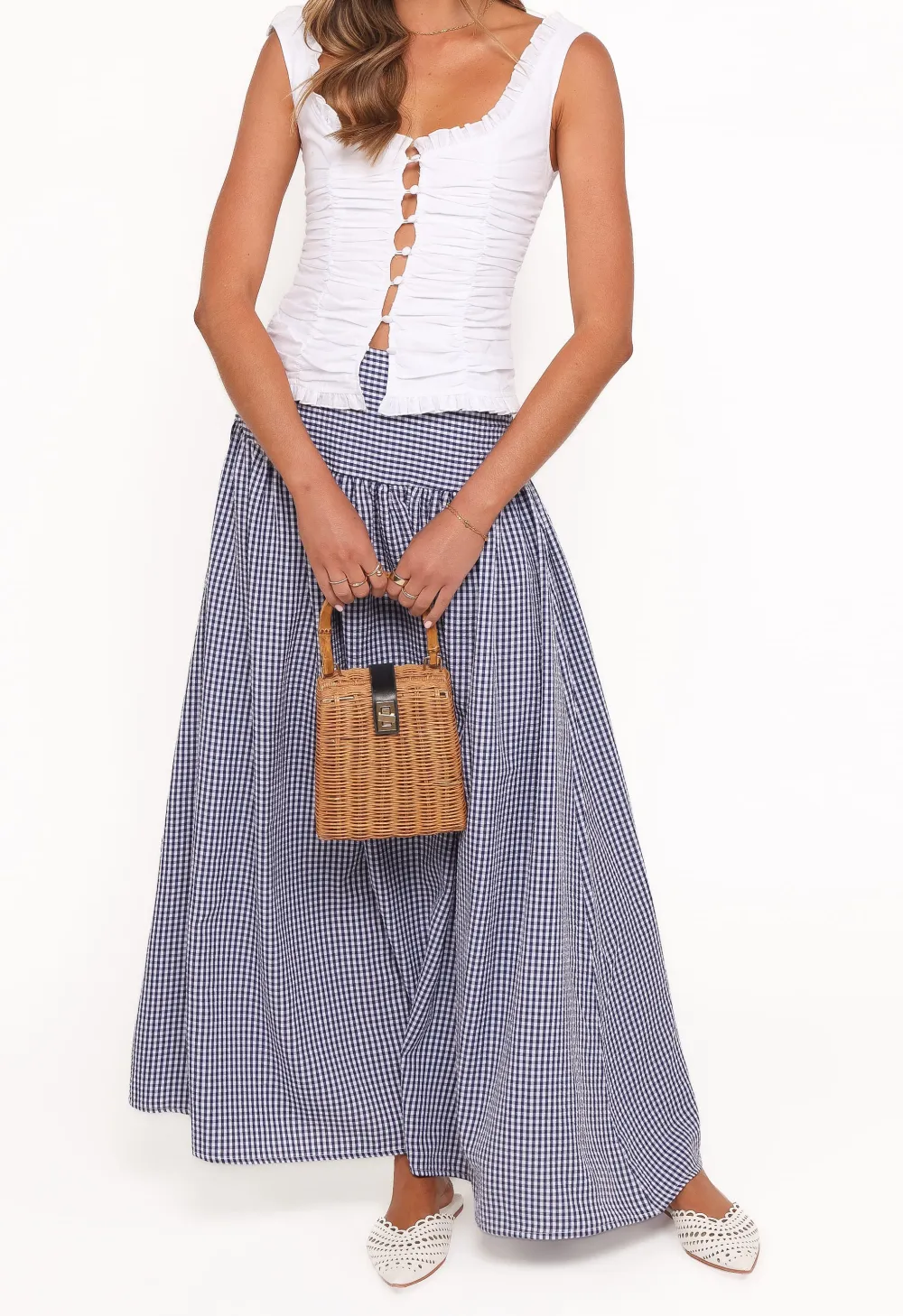 Gingham High Rise A-Line Skirt