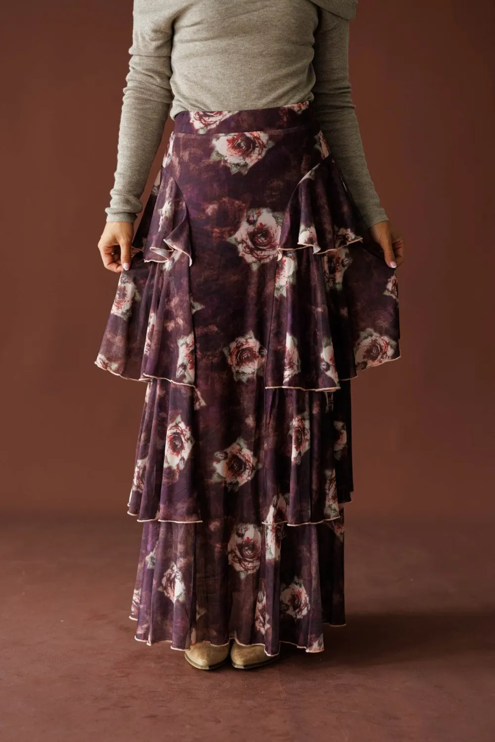 Everyday Mesh Floral Maxi Skirt