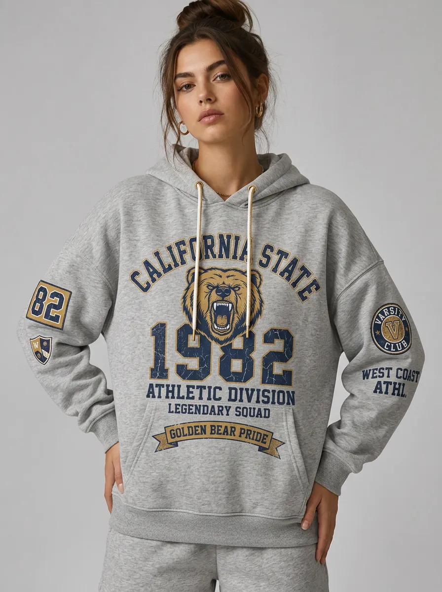 Women's California State Bear 1982 Varsity Printed Hoodie