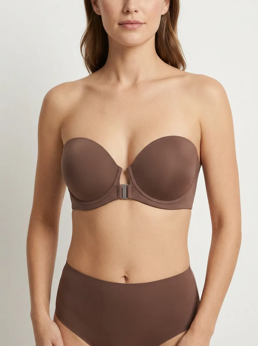 Women's Bandeau-Style Molded-Cup Front-Closure Strapless Bra