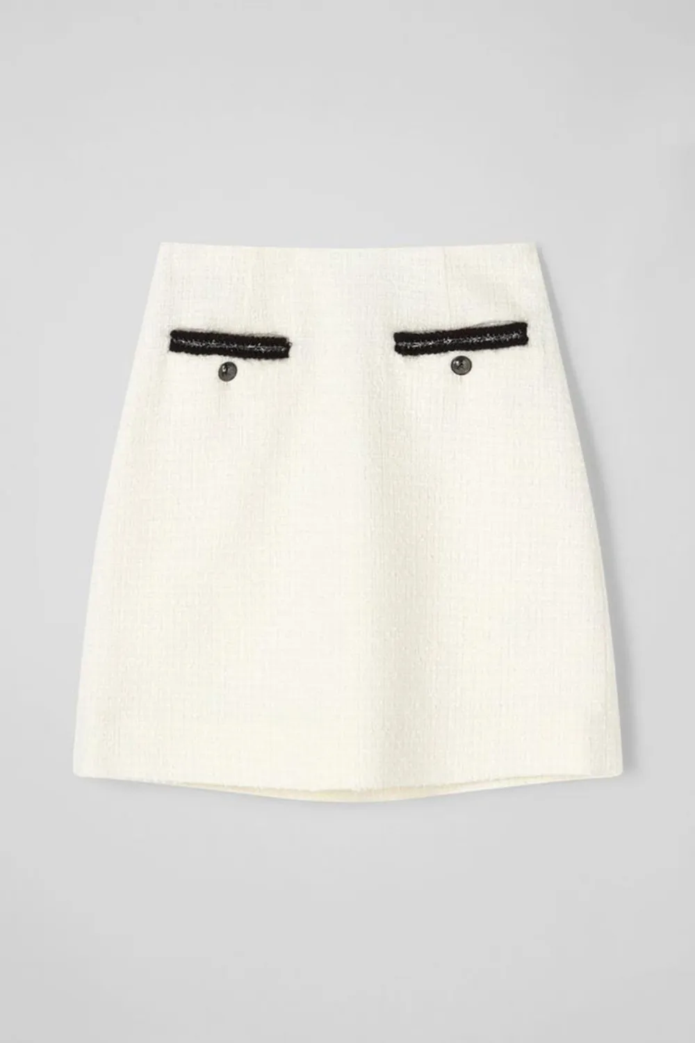 White Tweed Pocket Detail Mini Skirt