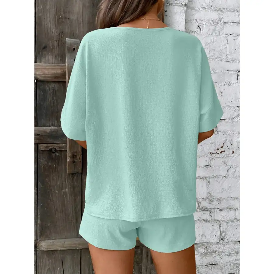 V Neck Half Sleeve Top and Shorts Set