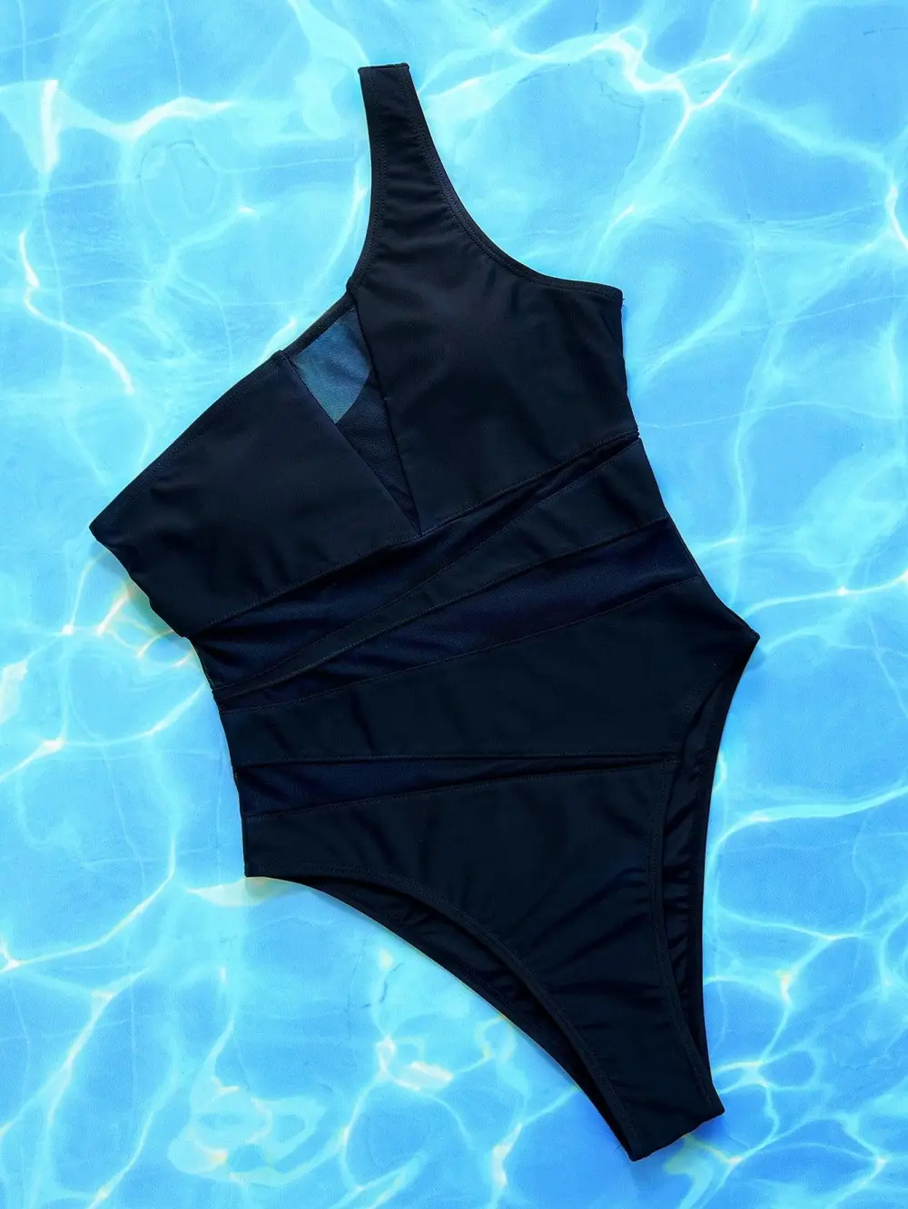 One Shoulder Sleeveless Piece Swimsuit