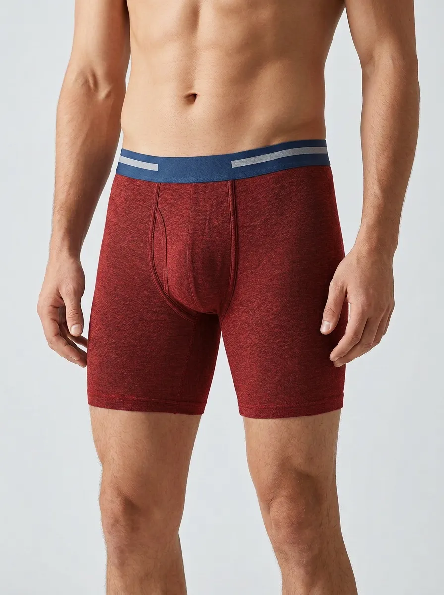 Men's Charcoal Grey Solid Color Elastic Waistband Boxer Briefs