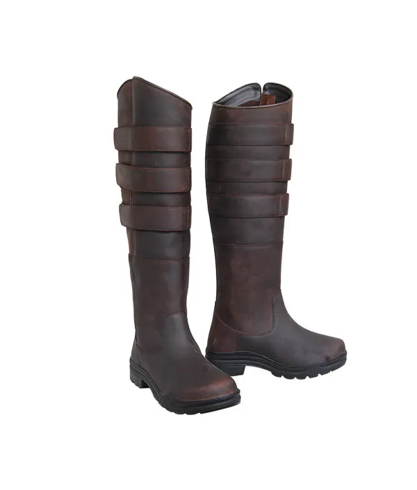 Adjustable Calf Rubber Sole Tall Riding Boots