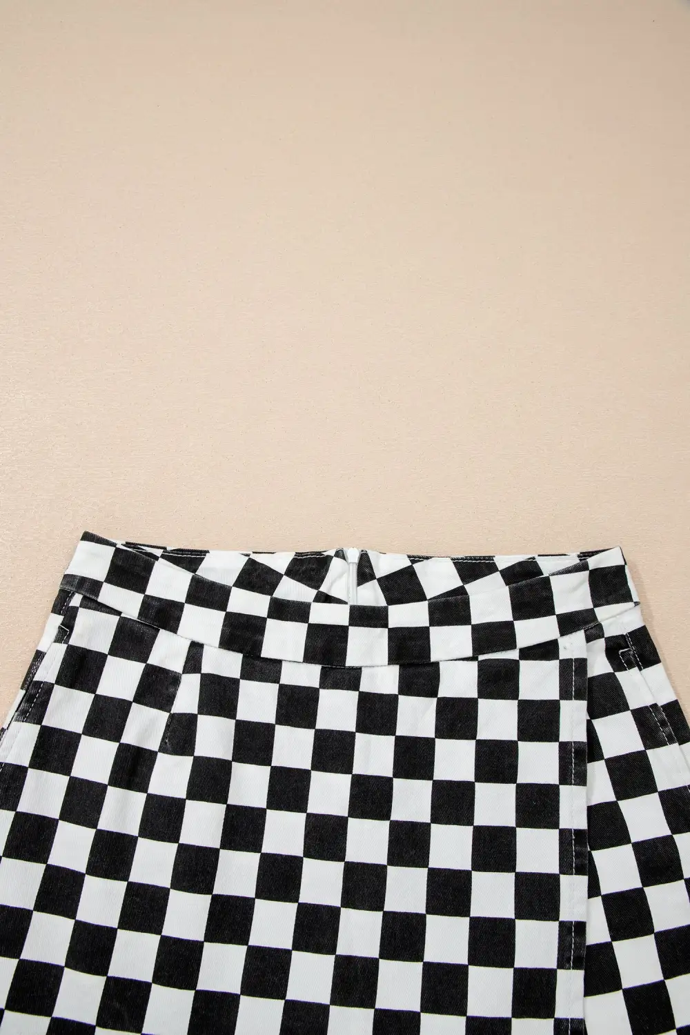 High Waist Plaid Pattern Printed Shorts