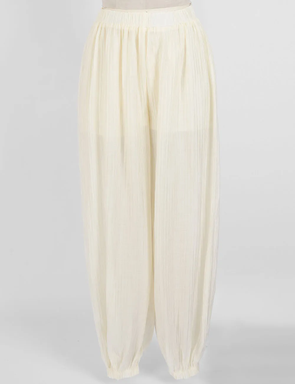 Chic Crinkle Solid Color Elastic Cuff Balloon Pants