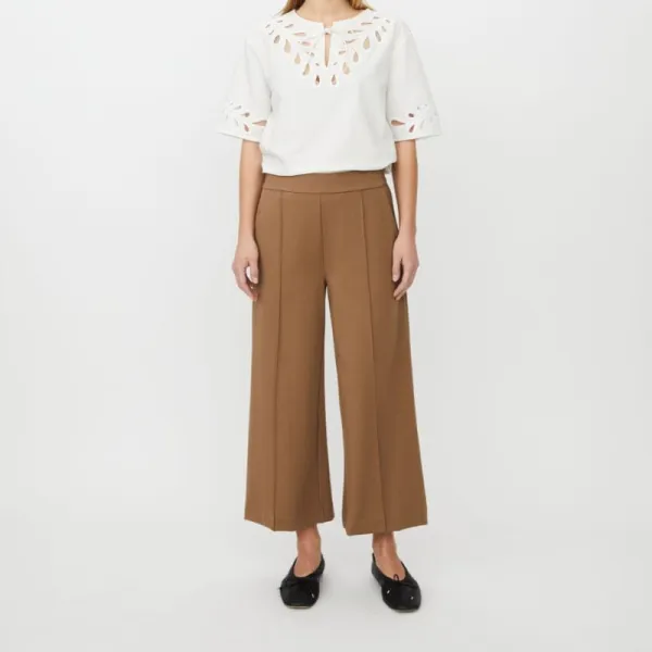 Wide-Leg Cropped Jersey Women's Trousers