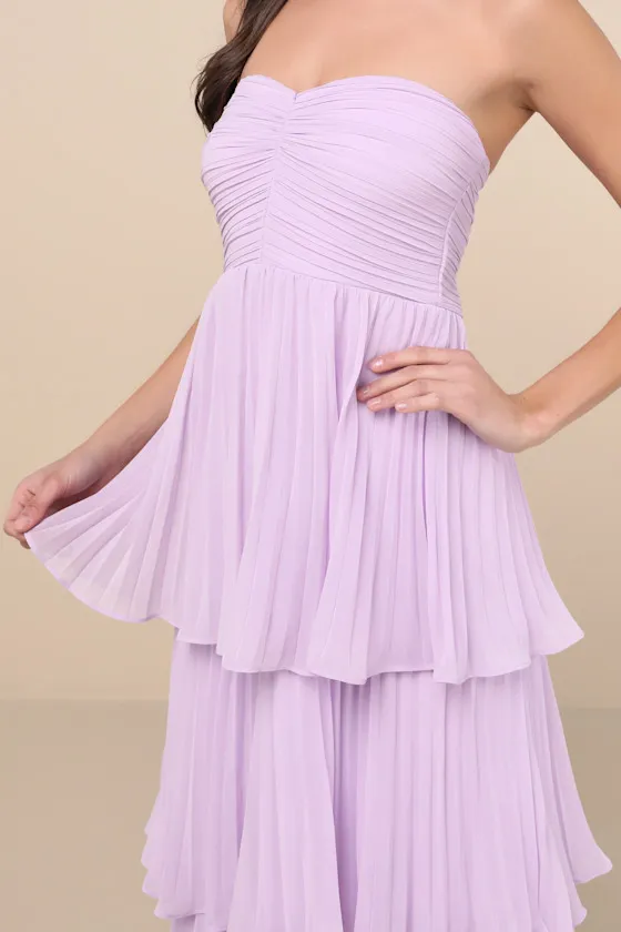 Seriously Sensational Light Pink Strapless Tiered Maxi Dress