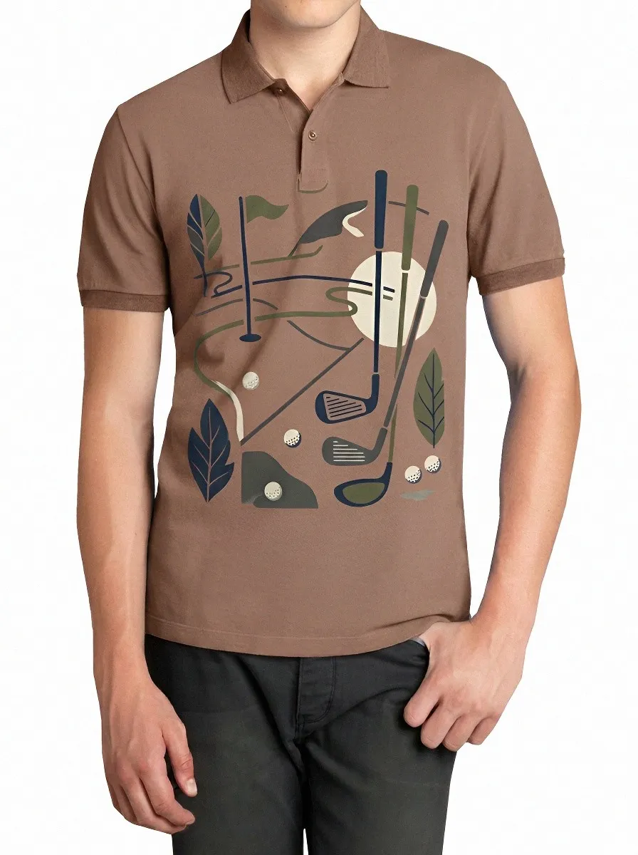 Men's Golf Sport Lover Abstract Club Printed Polo Shirt