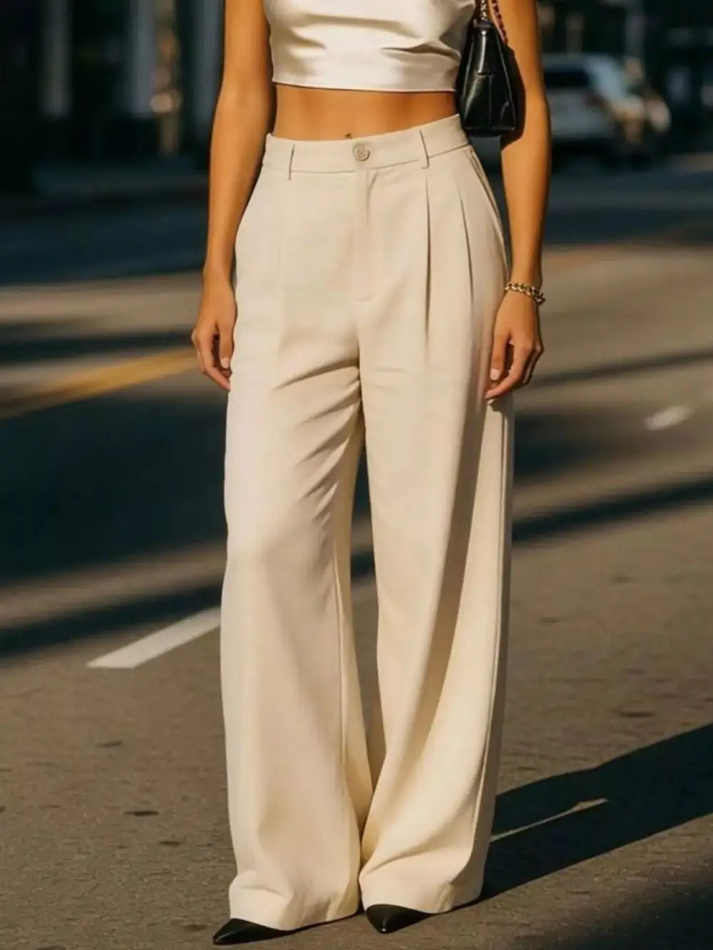 High Waist Wide Leg Pleated Pants