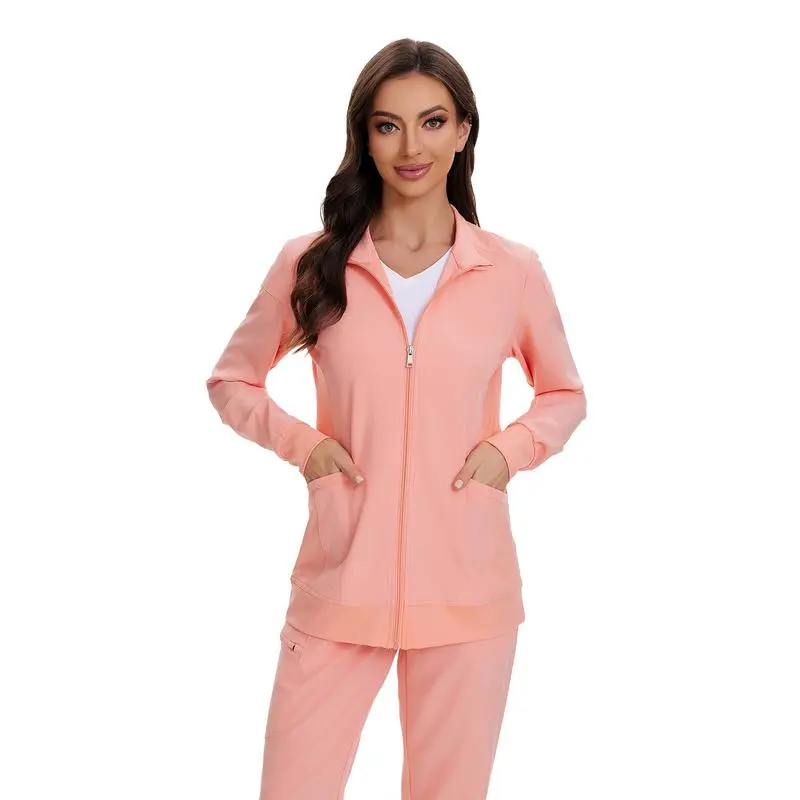 Scrub Jackets for Woman, Zip Front Nurse Jacket, 4-Way Stretch Fabric