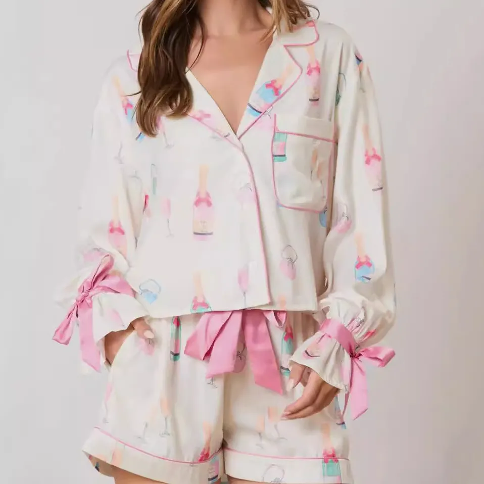 Festive Print Two Piece Pajama Set
