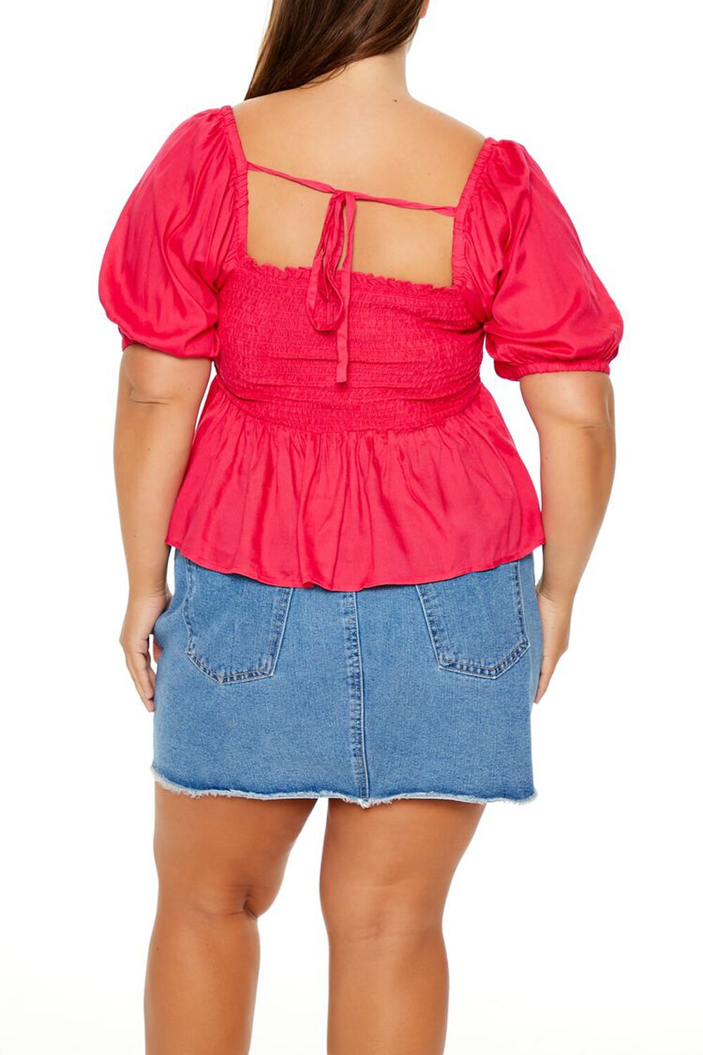 Plus Size Puff-Sleeve Peplum Top