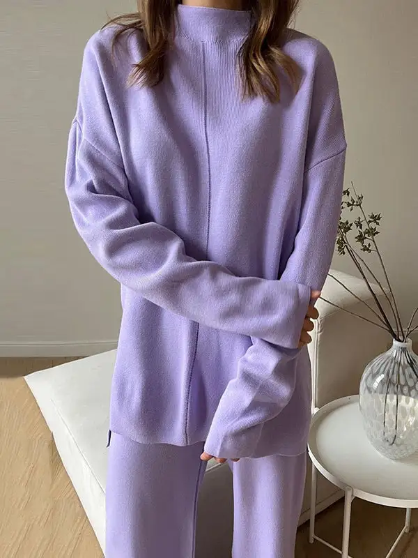 High Neck Sweater Pants Set