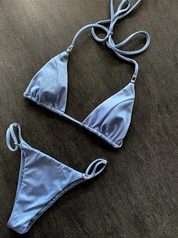 Three Point Split Bikini Top Swim Set