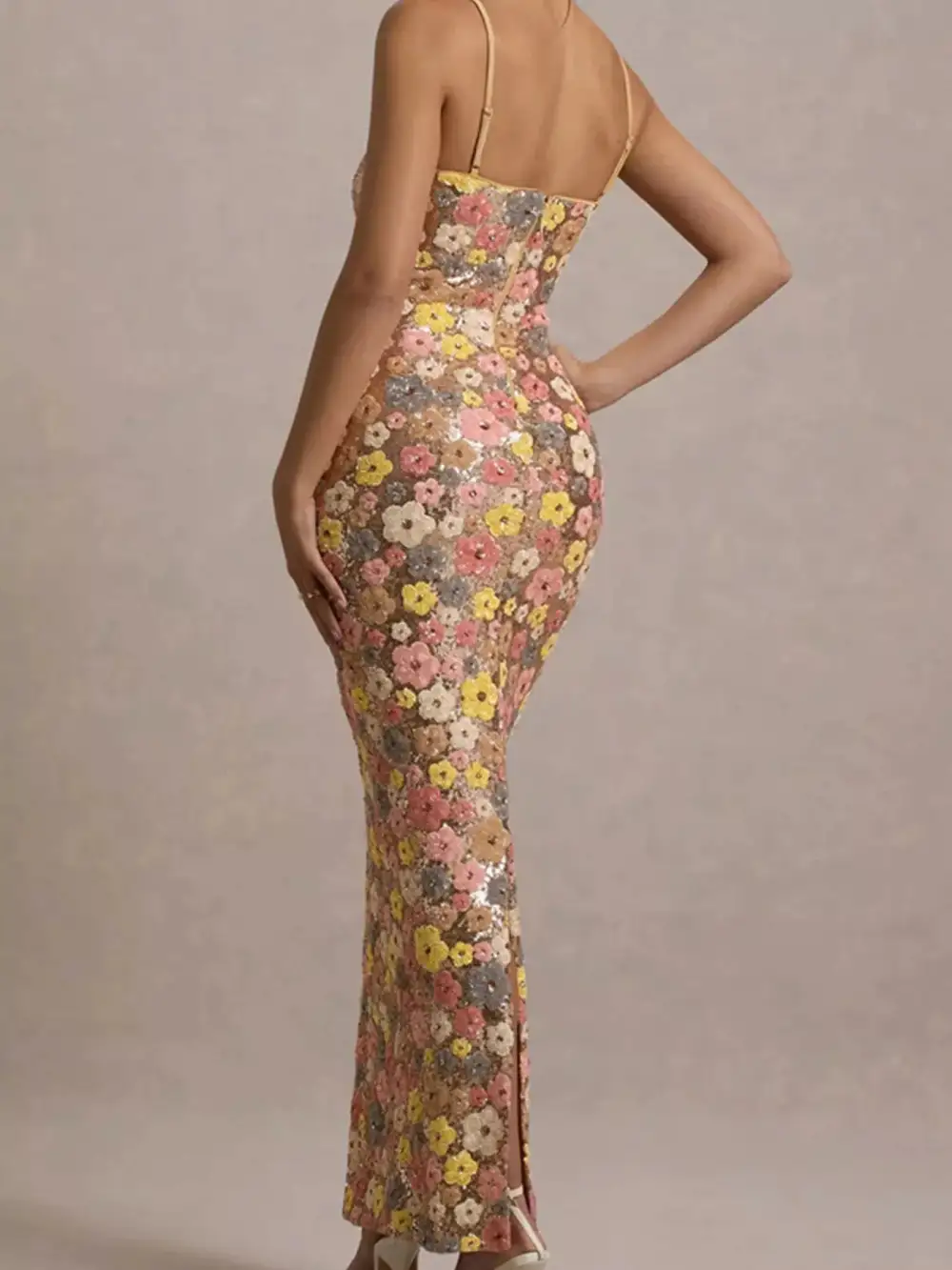 Floral Sequin Maxi Dress