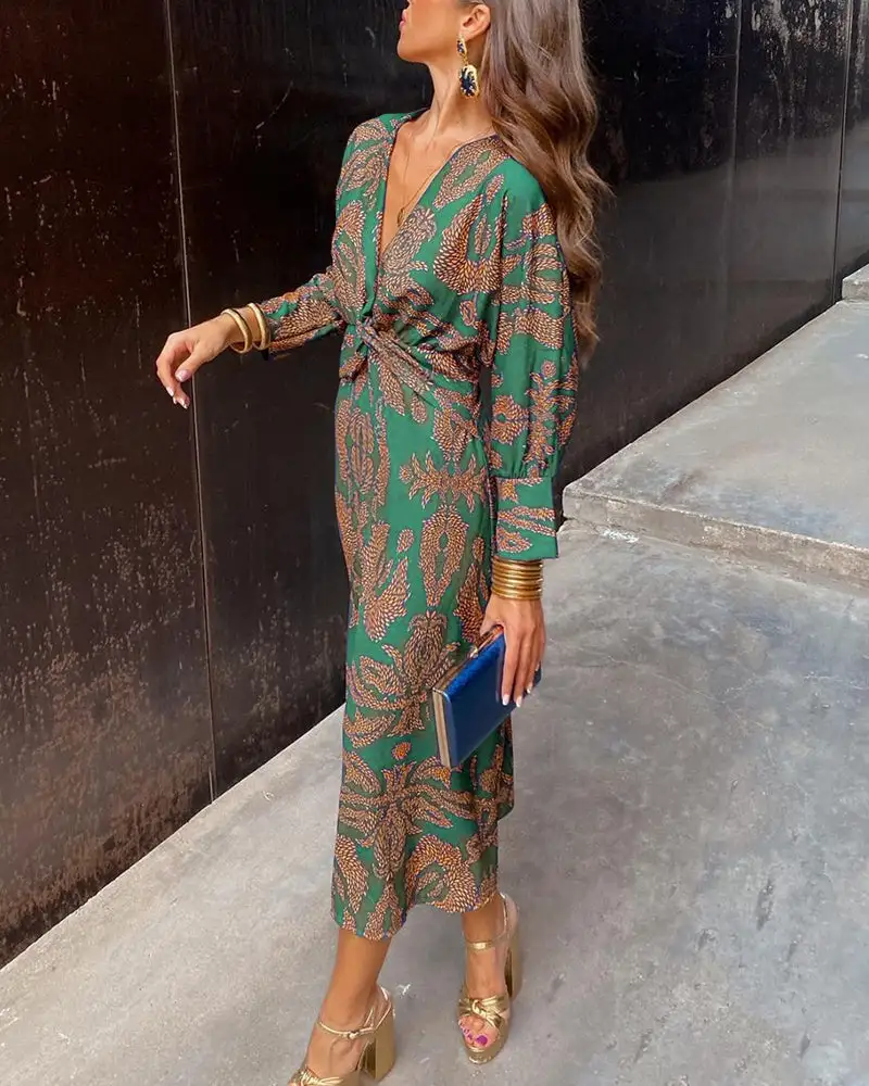 A Line Printed Maxi Dress