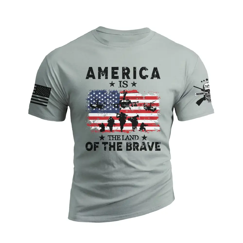 AMERICA IS THE LAND OF THE BRAVE GRAPHIC TEE