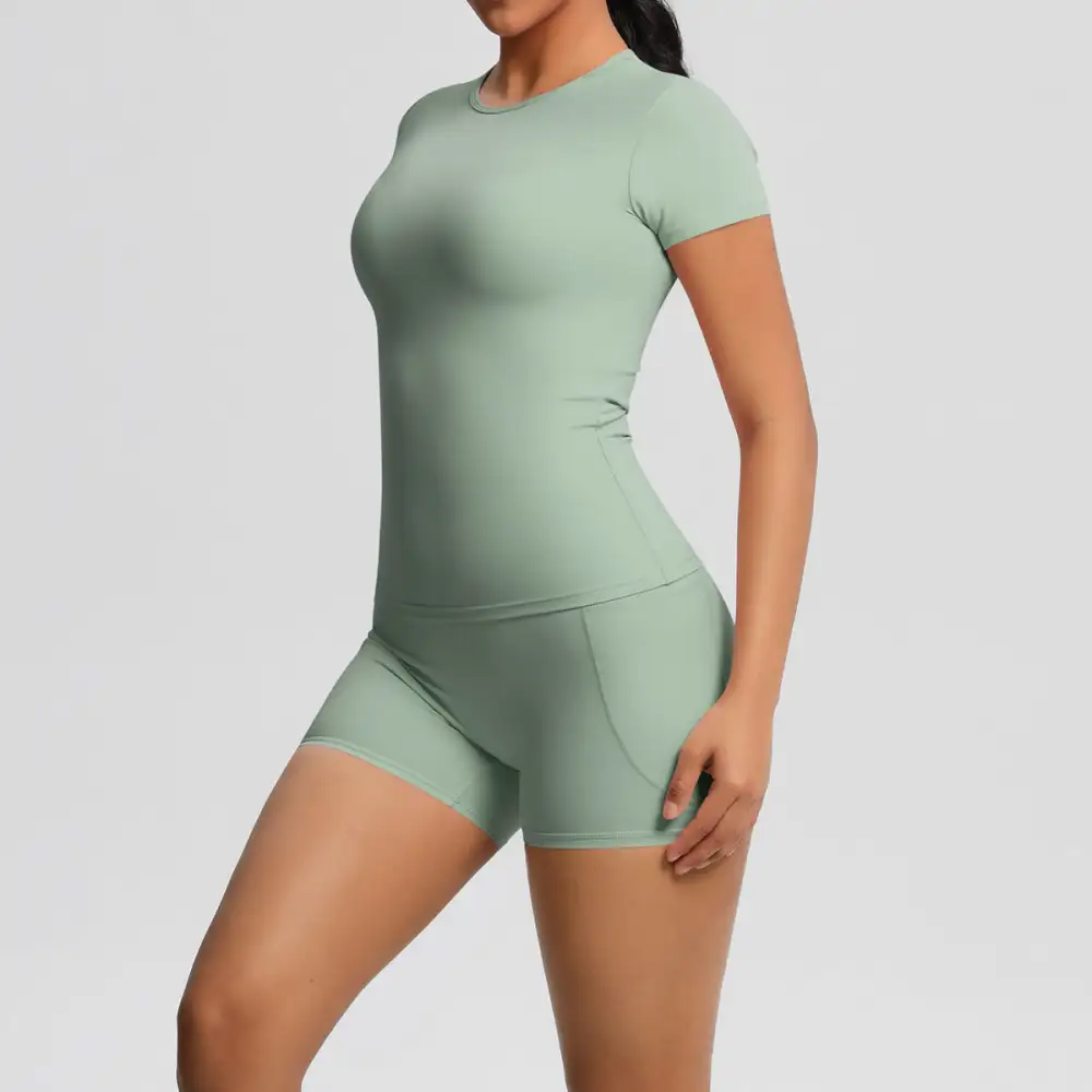 Brushed Short-Sleeve Top, Trousers and Shorts Active Set