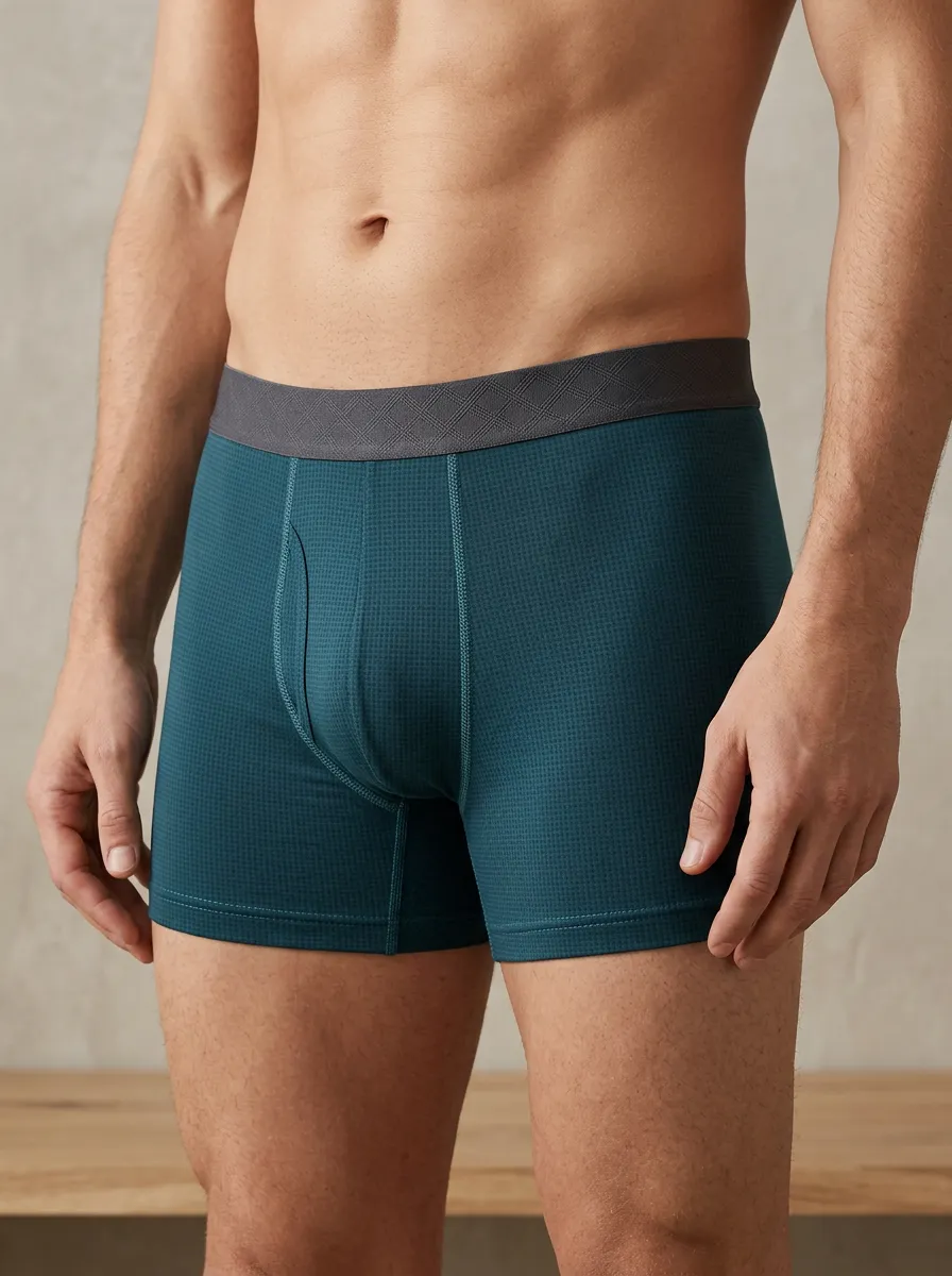 Grid Pattern Textured Boxer Briefs