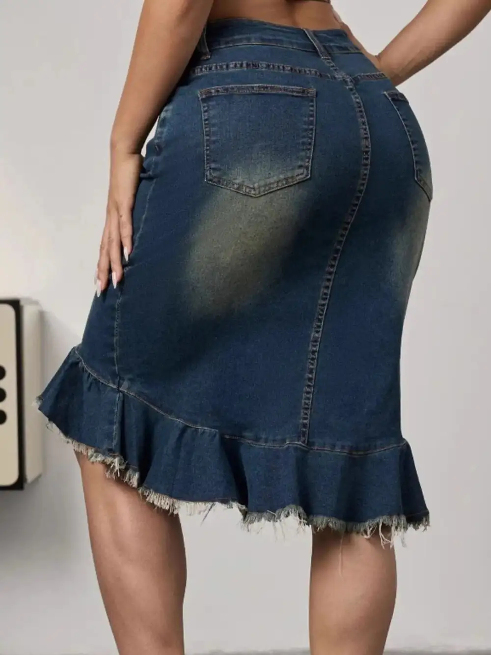 Everyday Denim Cotton Blend Detail Skirt