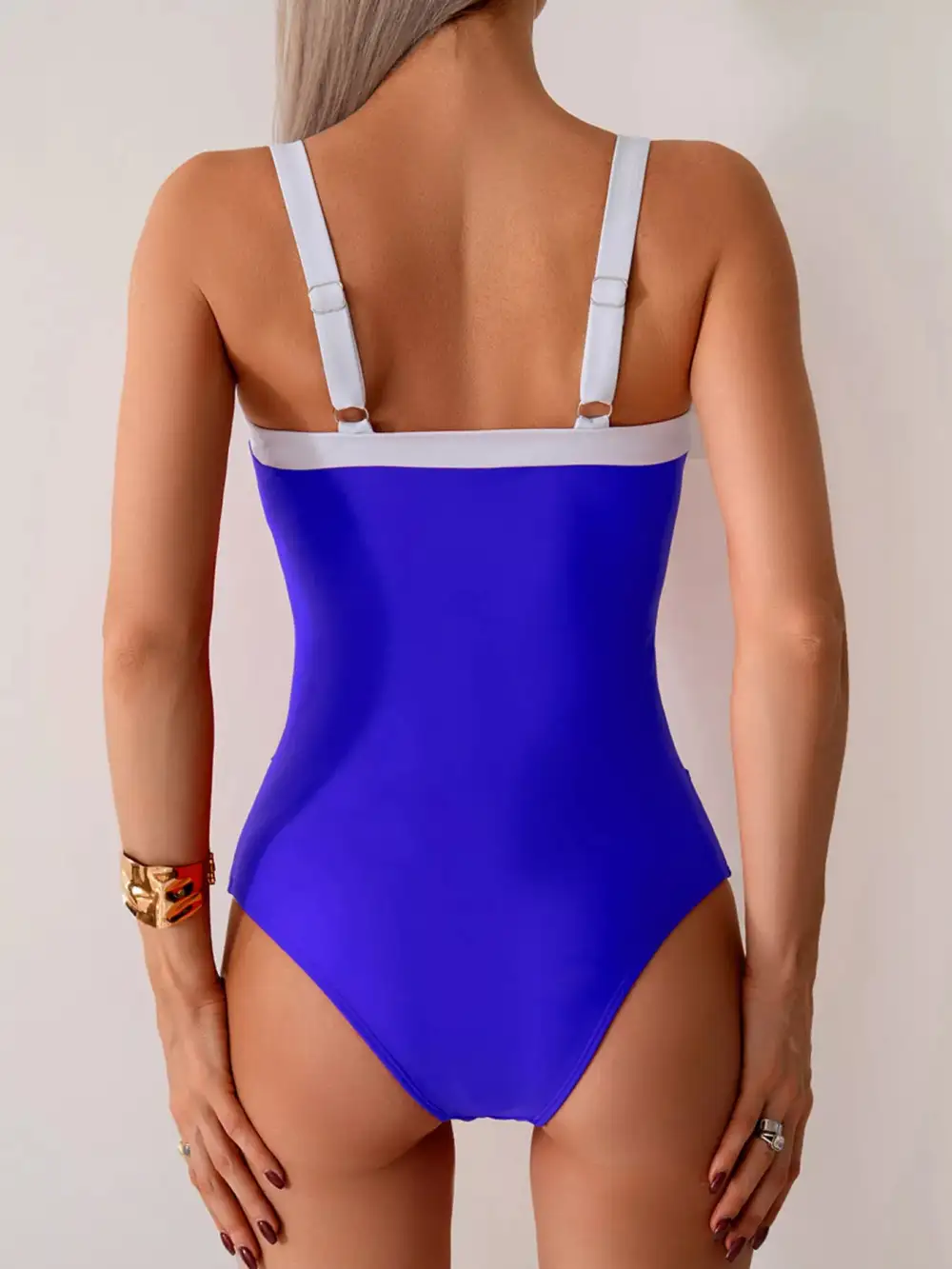 Contrast Trim Ruched One Piece Swimsuit