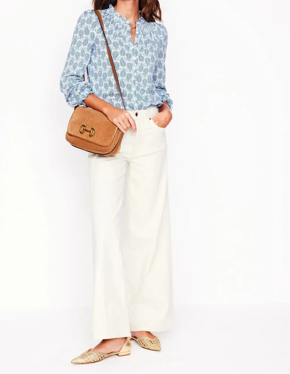 Printed Smocked Jersey Shirt