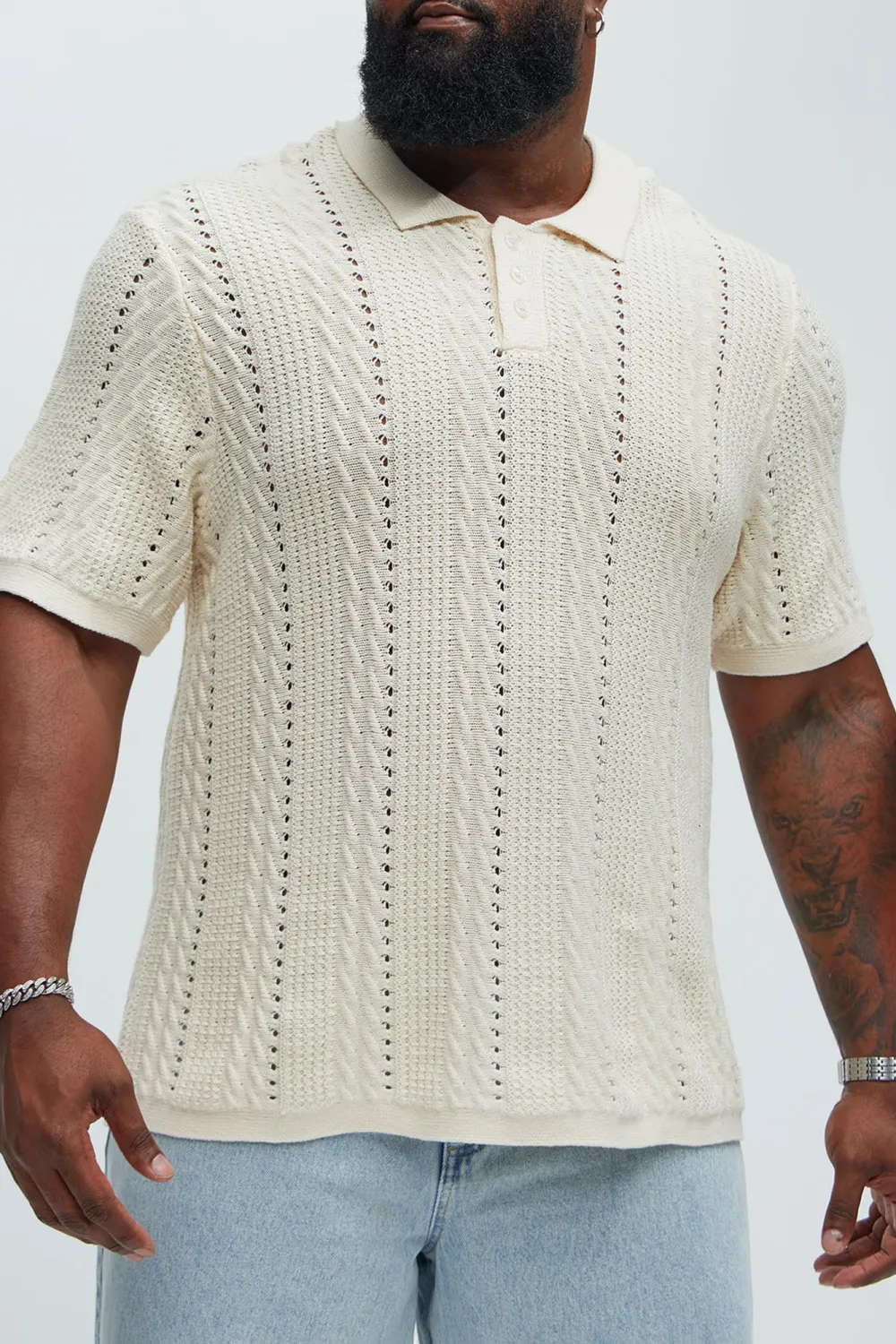 Boho Fold Down Collar Knitted Polo