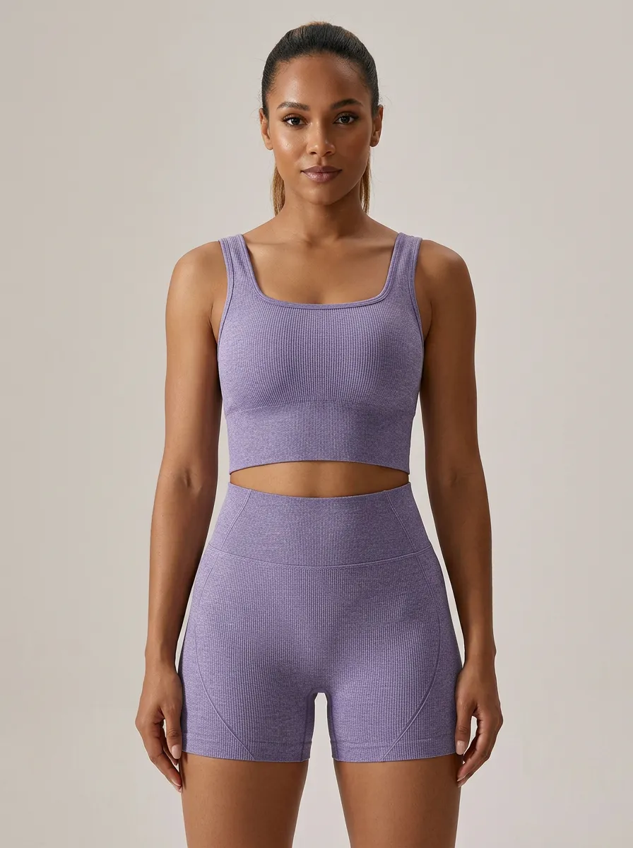 Women's Refined Ribbed Seamless Tank Tank and Shorts Active Set