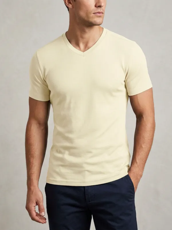 Classic V-Neck Daily Wear Men's Slim Fit Short Sleeve T-Shirt