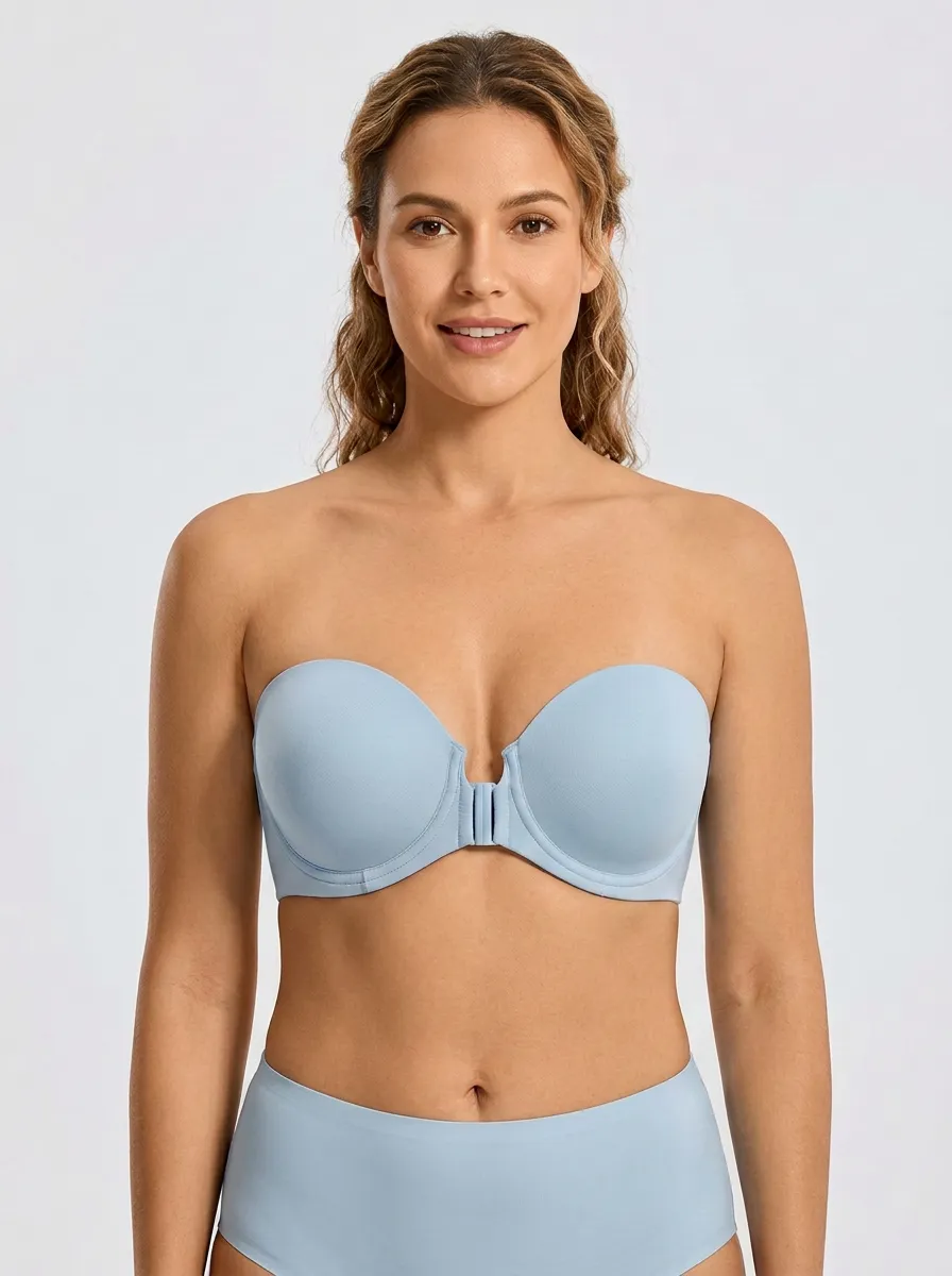 Women's Underwire Minimalist Front-Closure Strapless Bra