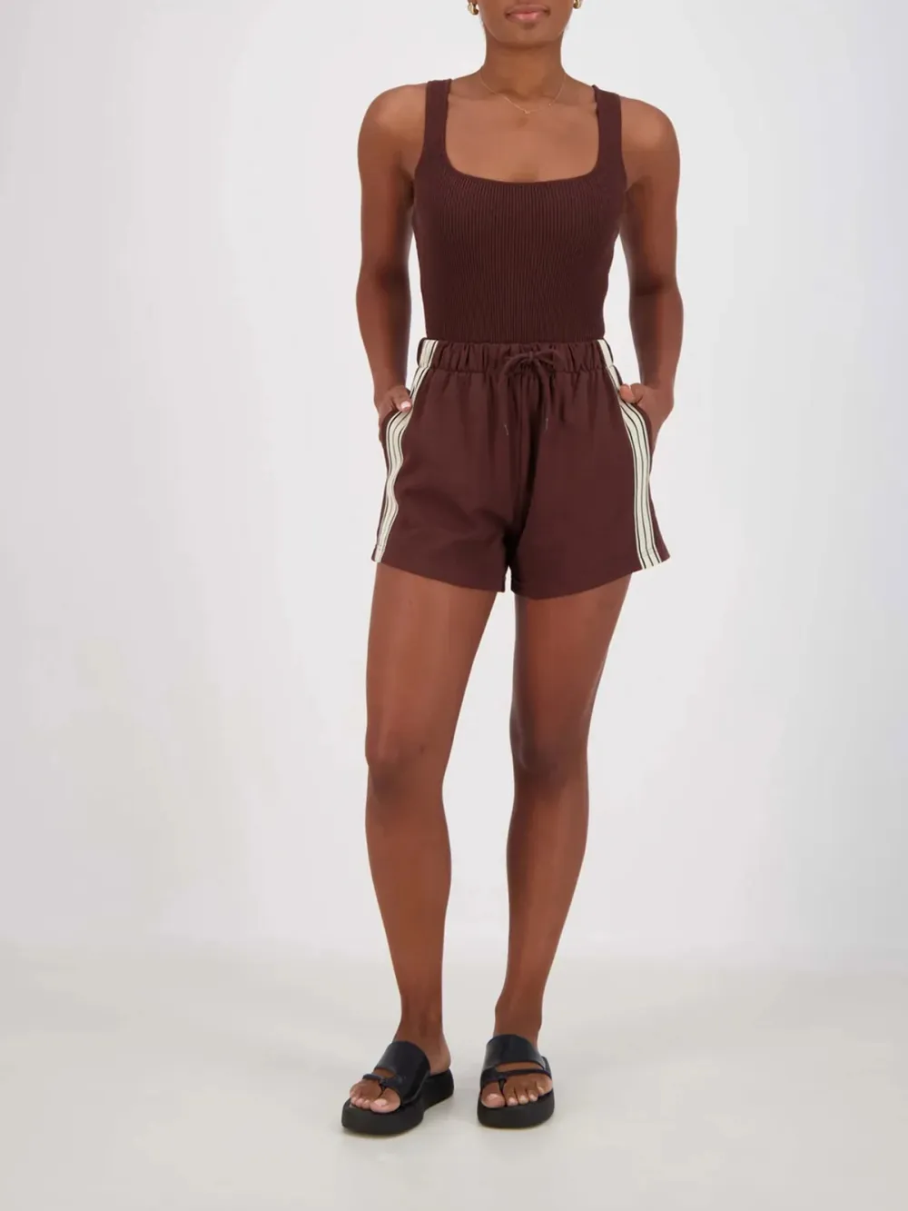 Casual Style Soft Cotton Short Brown