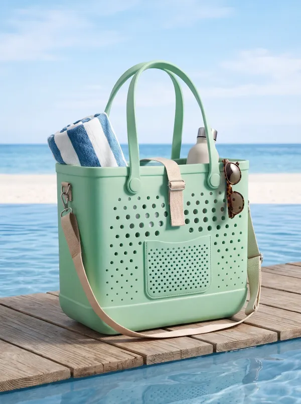 Sunlit Shore Hollow-Out Beach Tote