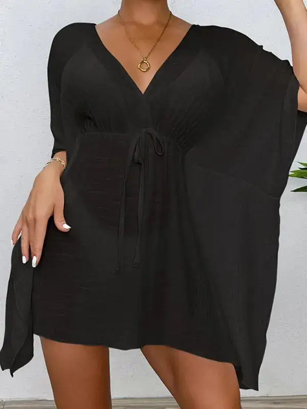 Drop Shoulder Loose Clean Swim Cover Up